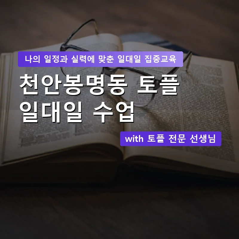 천안봉명동 토플과외 — 영과전 1:1 맞춤 수업 안내 이미지