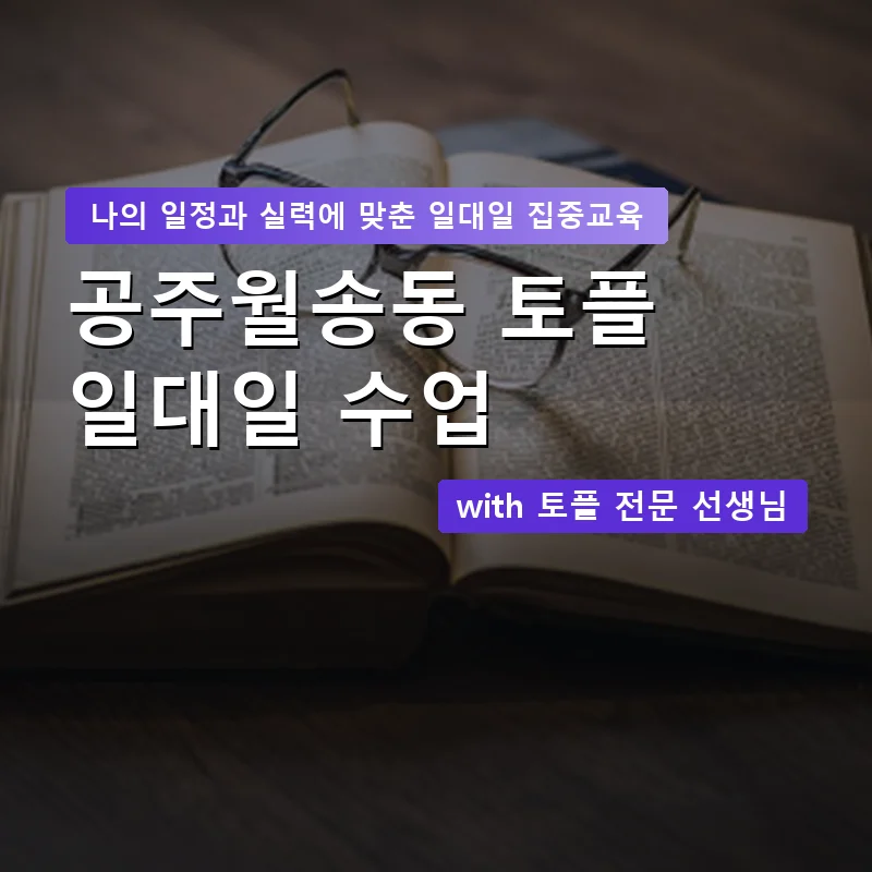 공주월송동 토플과외 — 영과전 1:1 맞춤 수업 안내 이미지