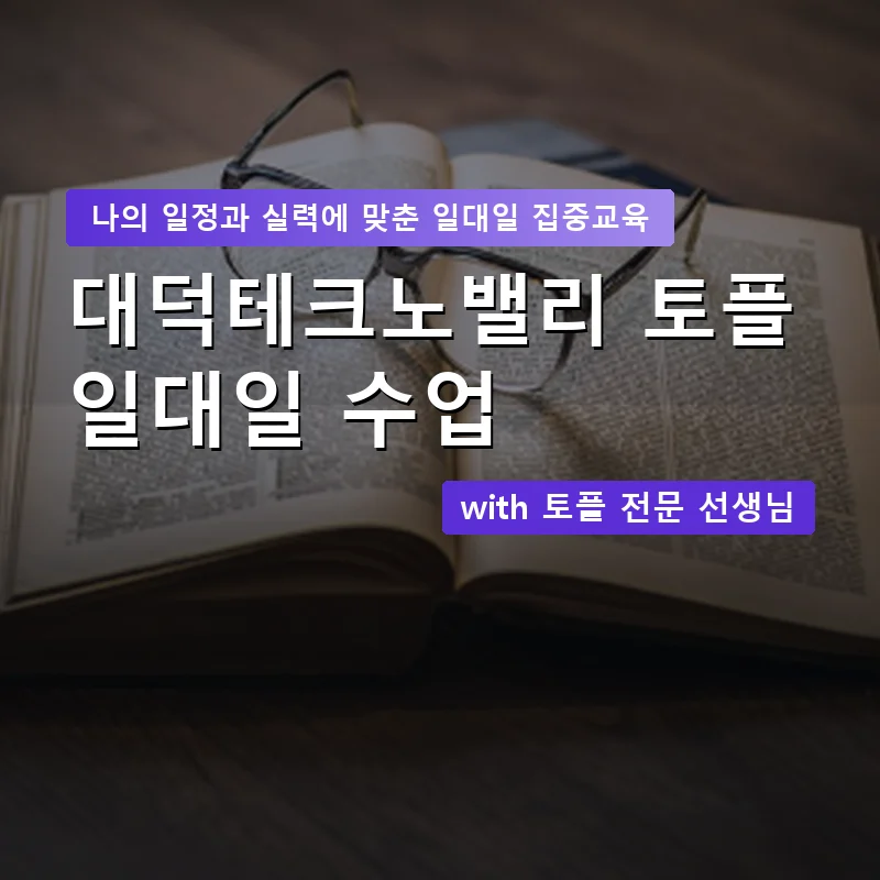 대덕테크노밸리 토플과외 — 영과전 1:1 맞춤 수업 안내 이미지
