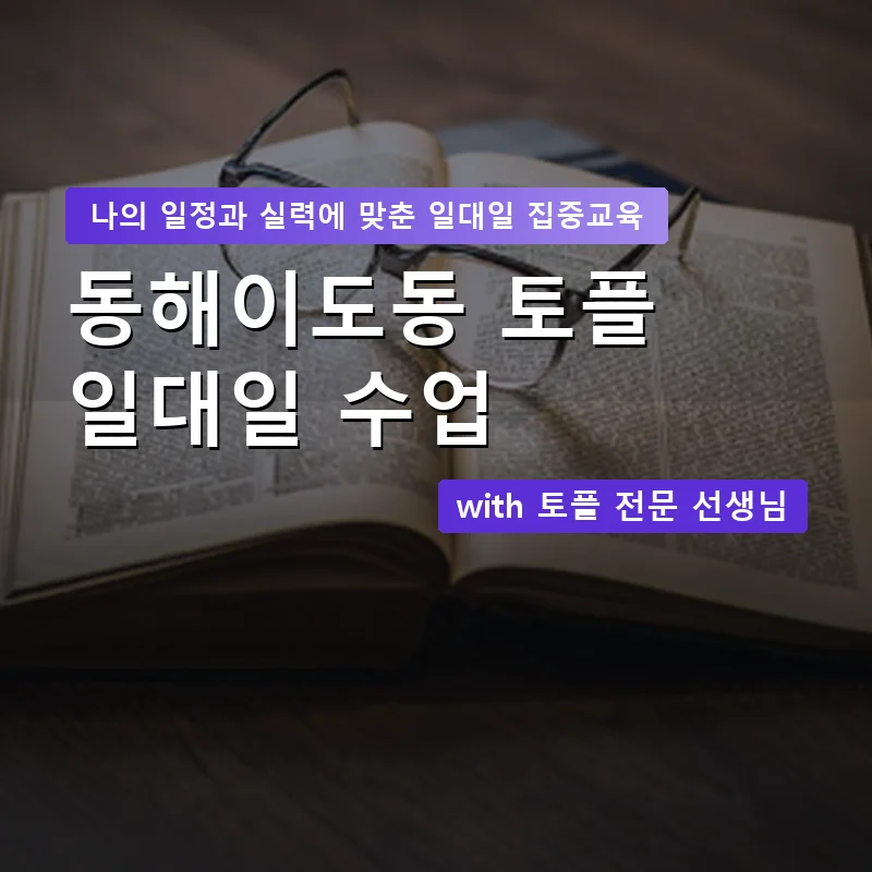 동해이도동 토플과외 — 영과전 1:1 맞춤 수업 안내 이미지