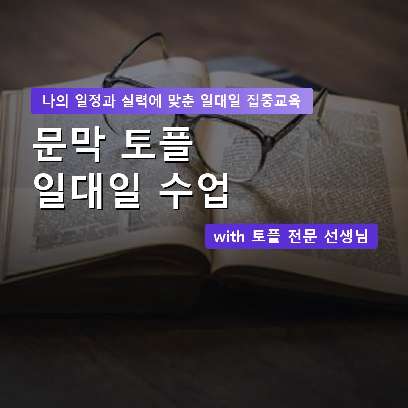 문막 토플과외 — 영과전 1:1 맞춤 수업 안내 이미지