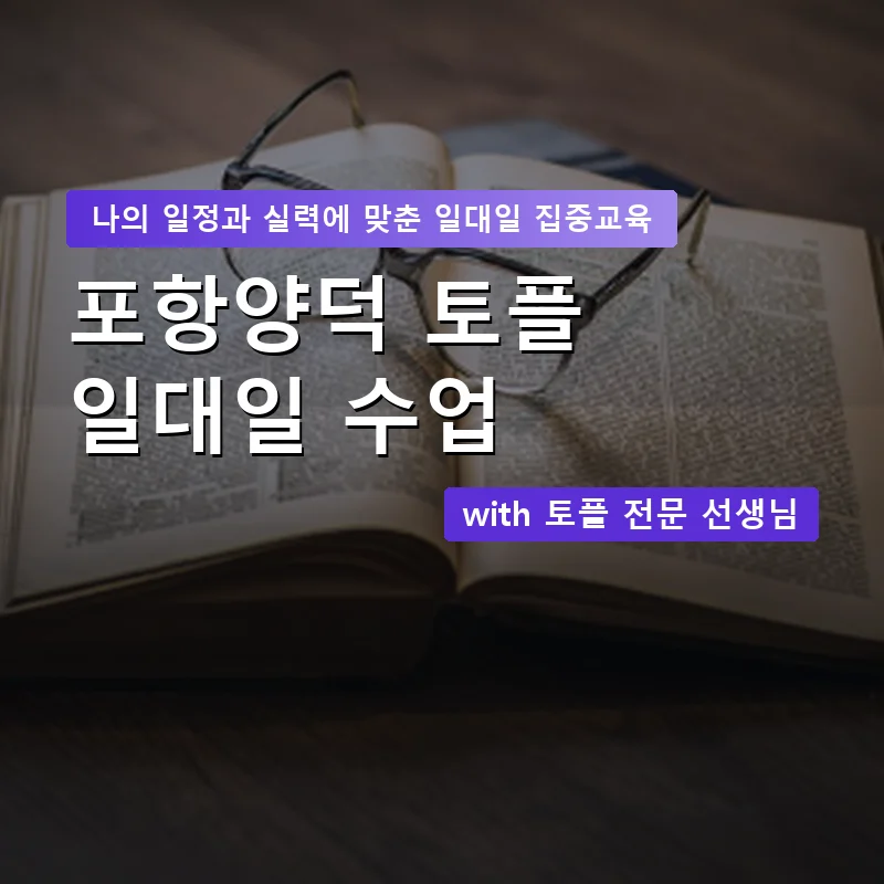 포항양덕 토플과외 — 영과전 1:1 맞춤 수업 안내 이미지
