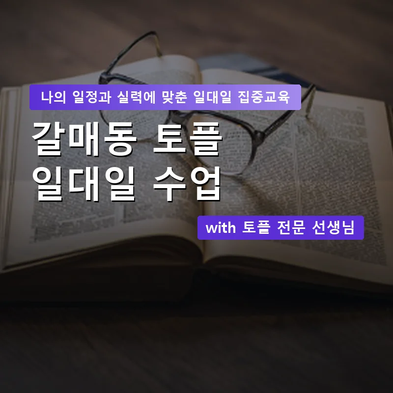 갈매동 토플과외 — 영과전 1:1 맞춤 수업 안내 이미지