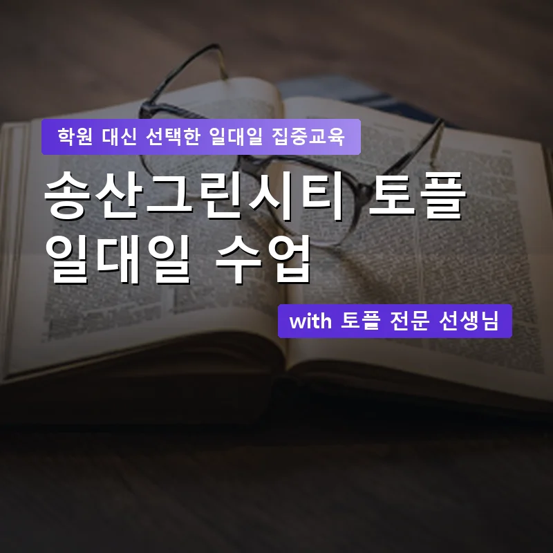 송산그린시티 토플학원 — 영과전 1:1 맞춤 수업 안내 이미지