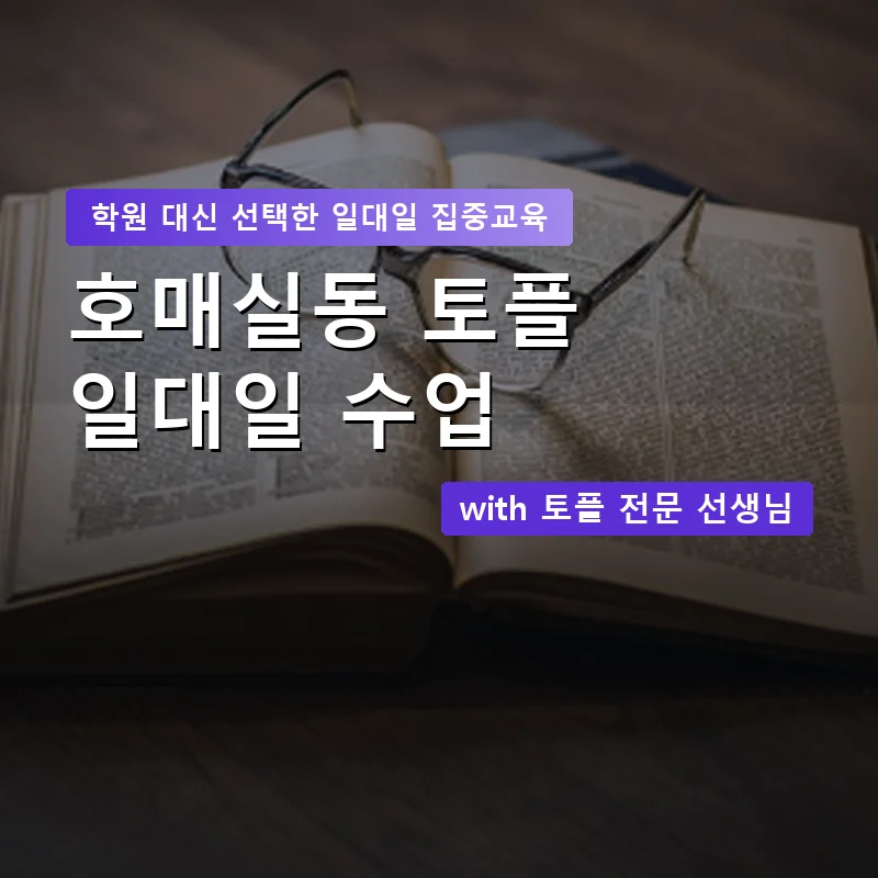 호매실동 토플학원 — 영과전 1:1 맞춤 수업 안내 이미지