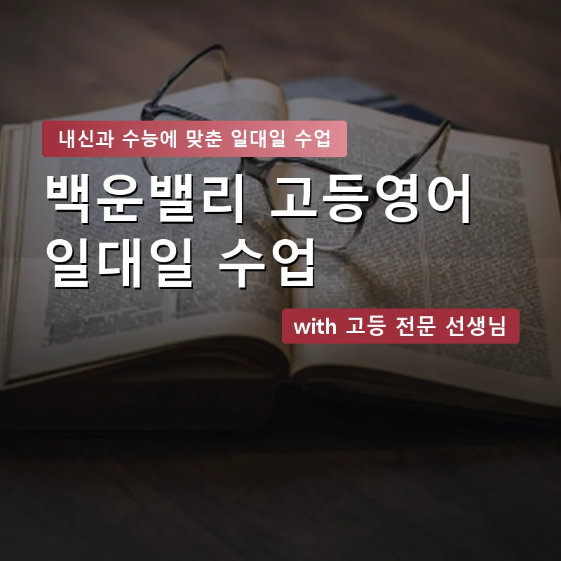 백운밸리 고등학생영어회화 — 영과전 1:1 맞춤 수업 안내 이미지
