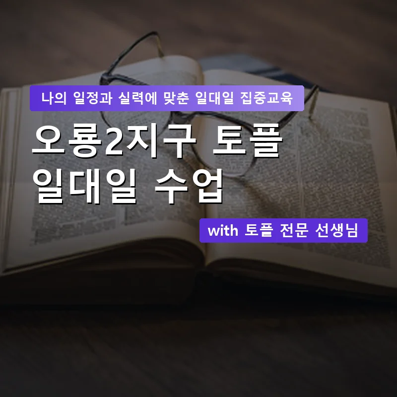 오룡2지구 토플과외 — 영과전 1:1 맞춤 수업 안내 이미지