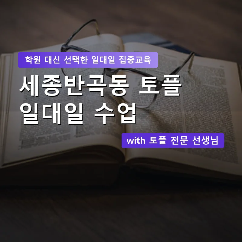 세종반곡동 토플학원 — 영과전 1:1 맞춤 수업 안내 이미지