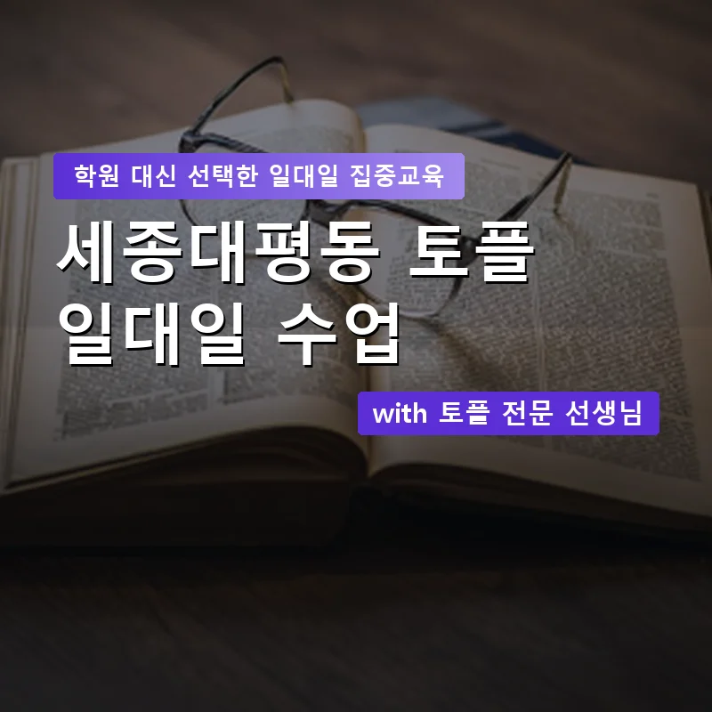 세종대평동 토플학원 — 영과전 1:1 맞춤 수업 안내 이미지