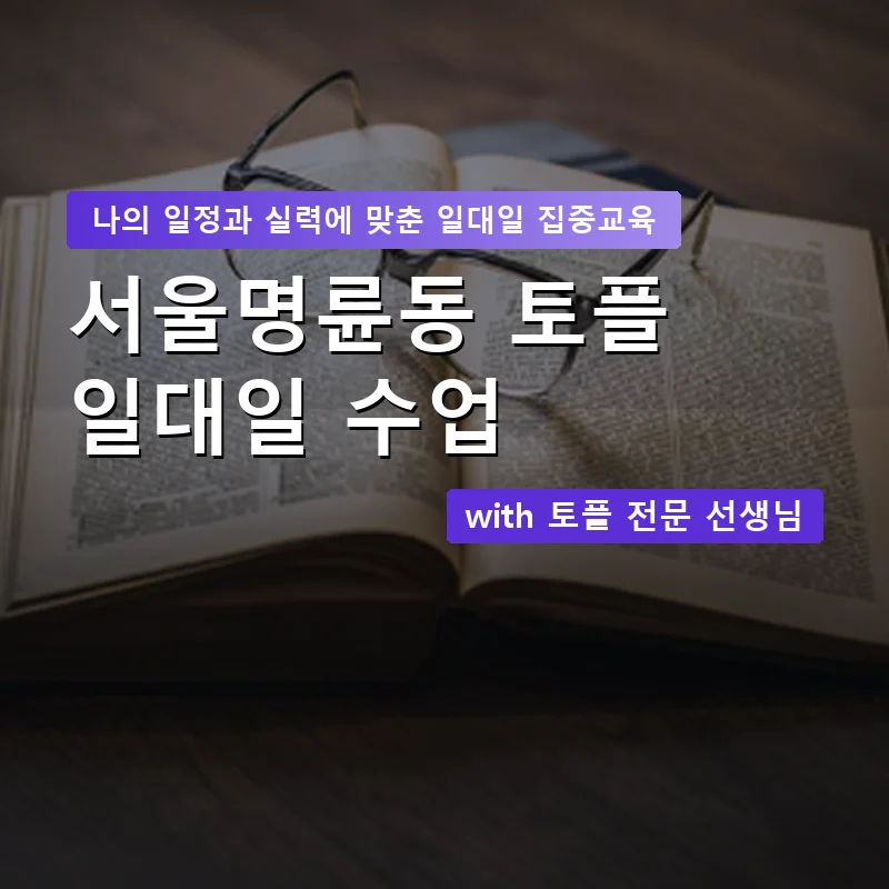 서울명륜동 토플과외 — 영과전 1:1 맞춤 수업 안내 이미지